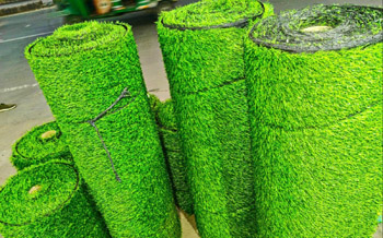 Green artificial grass surface